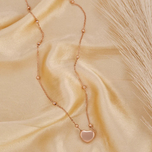 Heart Rose Gold-Tone Stainless Steel Necklace