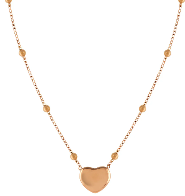 Heart Rose Gold-Tone Stainless Steel Necklace