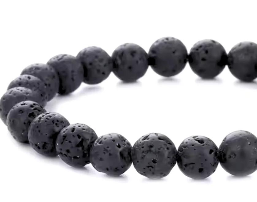 Black Lava Rock Stone Bracelet For Men