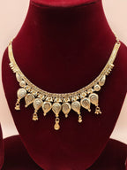 Traditional Gold-Tone Antique Necklace Set with Matching Earrings