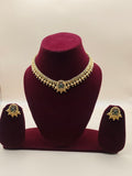 Antique Gold Temple Choker Necklace with Green Stone