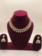 Antique Gold Temple Jewellery Chain with Coin Motifs & Jhumka Earrings