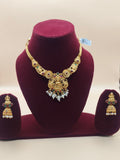 Lakshmi Devi Temple Jewelry Chain with Pearl Drops