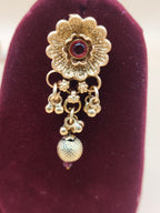 Traditional Antique Gold Coin Chain Necklace with Designer Pendant & Matching Earrings