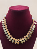 Traditional Ruby Stone Coin Necklace Set with Matching Earrings