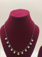 Floral Black Beads Mangalsutra with Gold-Tone Flower Charms