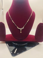 Elegant Gold-Tone Mangalsutra with Black Beads & Minimal Pendant