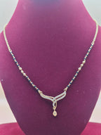 Elegant Gold-Tone Mangalsutra with Black Beads & Minimal Pendant