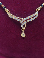Elegant Gold-Tone Mangalsutra with Black Beads & Minimal Pendant