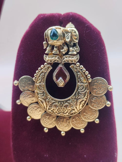 Antique Gold Elephant Motif Temple Earrings for Women
