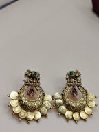 Antique Gold Elephant Motif Temple Earrings for Women