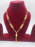 Gold-Finish Beaded Long Chain with Tassel Pendant