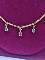 Gold-Finish Chain with Multicolor Teardrop Drops