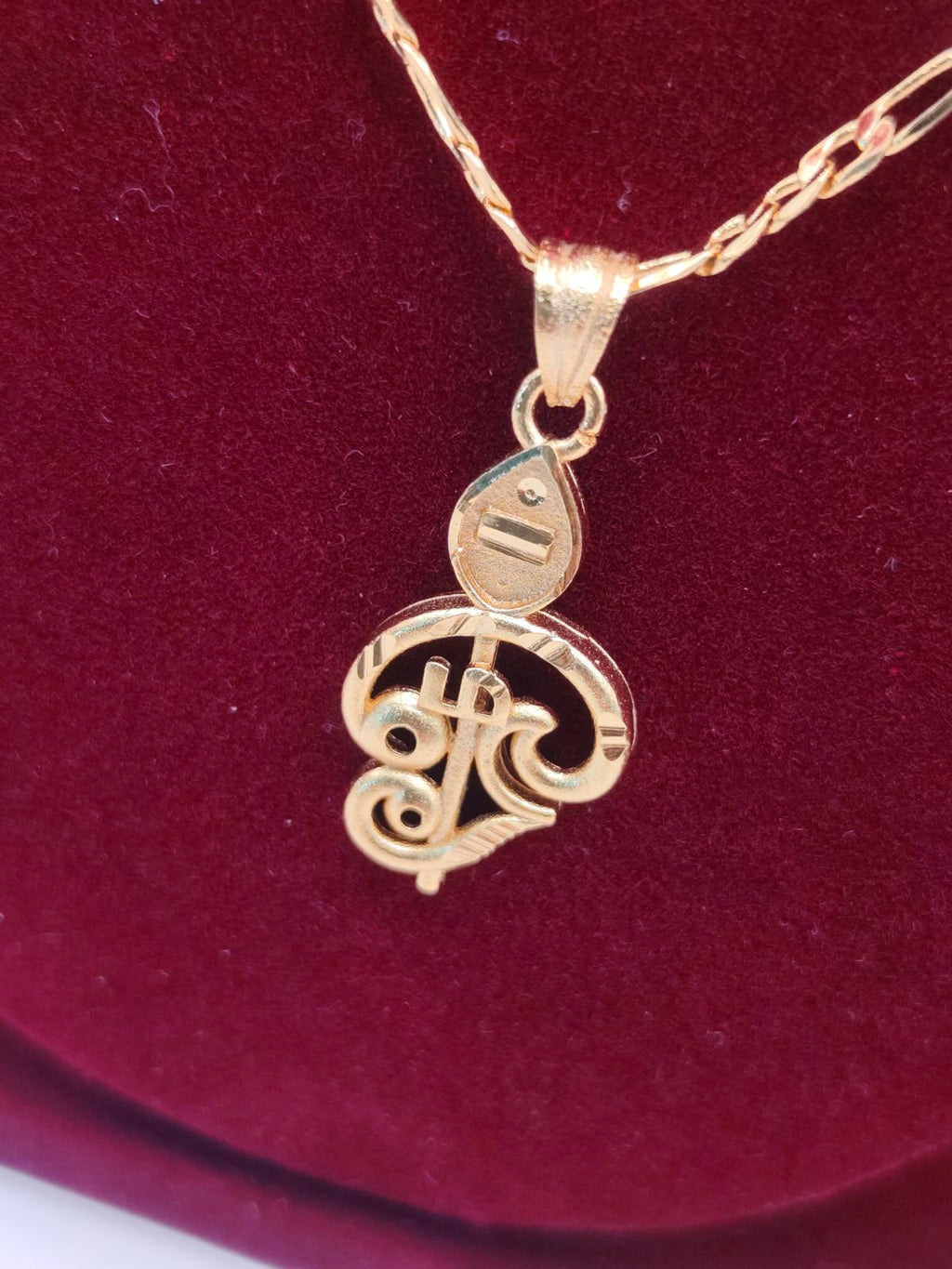 Gold-Finish Om Pendant Chain
