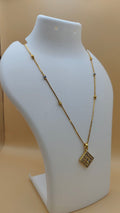 Gold-Tone Chain with Crystal Square Pendant for Women