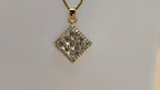 Gold-Tone Chain with Crystal Square Pendant for Women