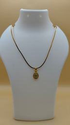 Gold Chain with Green Stone Pendant