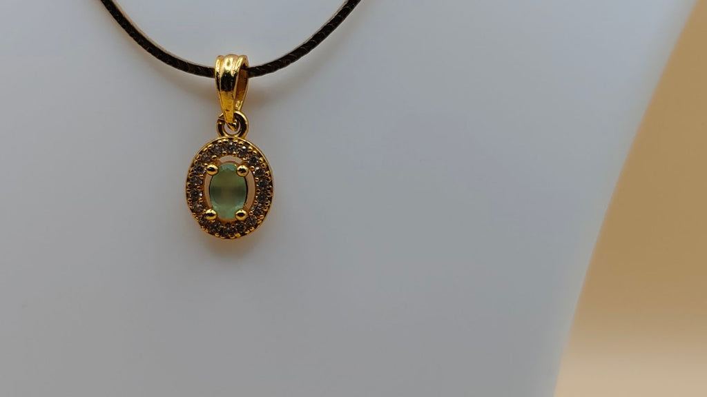 Gold Chain with Green Stone Pendant