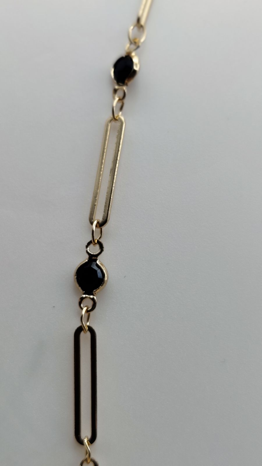 Modern Black Bead & Gold Coin Adjustable Chain