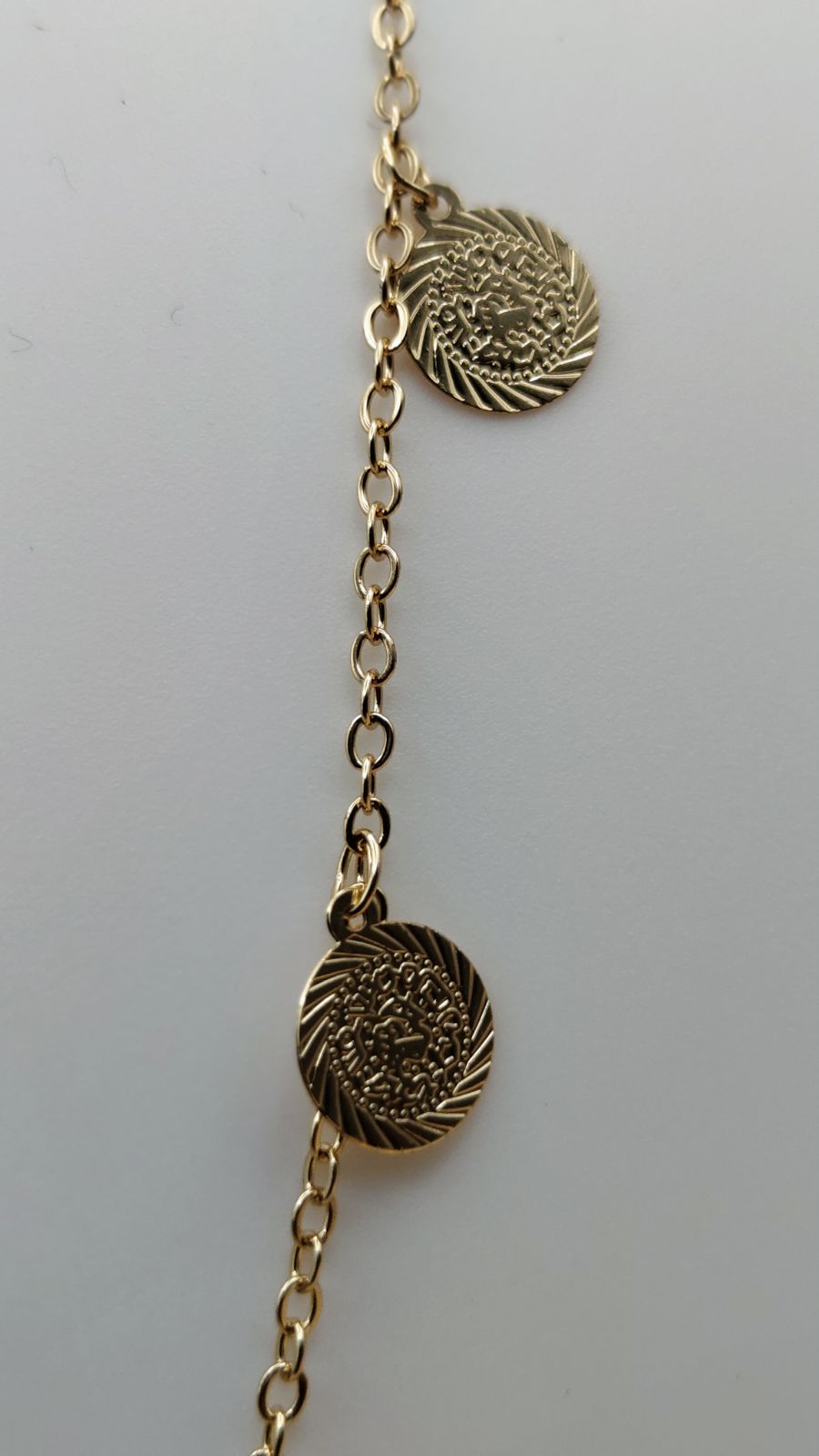 Modern Black Bead & Gold Coin Adjustable Chain