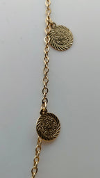 Modern Black Bead & Gold Coin Adjustable Chain