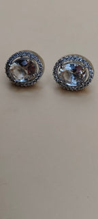 Elegant Silver-Tone Crystal Earrings & Pendant