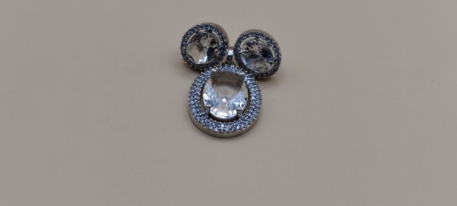 Elegant Silver-Tone Crystal Earrings & Pendant