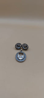 Elegant Silver-Tone Crystal Earrings & Pendant