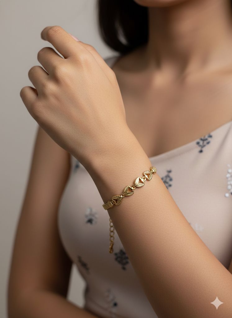 Classic Heart Motif Gold-Tone Bracelet