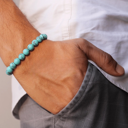 Spiritual Turquoise Blue Crystal Bracelet For Men