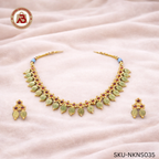 Traditional Ruby Stone Coin Necklace Set with Matching Earrings