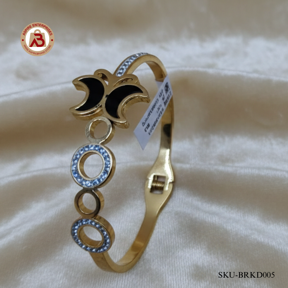 Heritage Floral  Bracelet with Black Enamel & Crystal Work