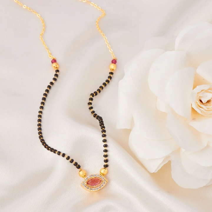 Pink Marquise Diamond Mangalsutra For Women