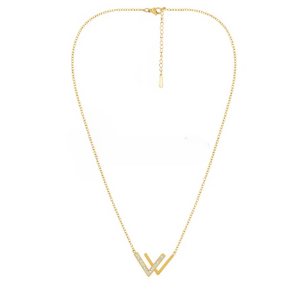 Letter W Party Diamond Pendant Necklace