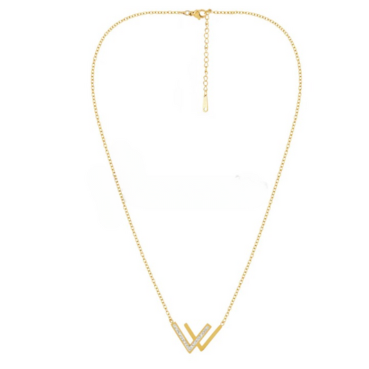Letter W Party Diamond Pendant Necklace
