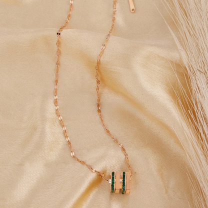 Emerald Brilliance Pendant Rose Gold Necklace For Women