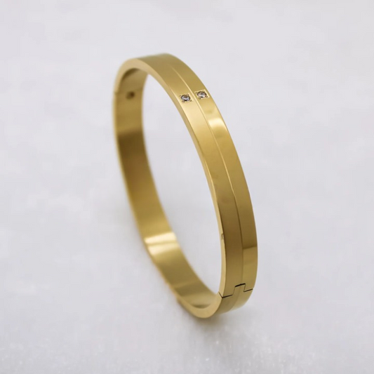 Matte Shiny Bracelet For Men With Two Diamonds