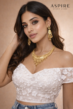 Traditional Antique Gold Plated Floral Choker Necklace Set with Earrings – Indian Ethnic Jewellery for Saree & Festive Wear