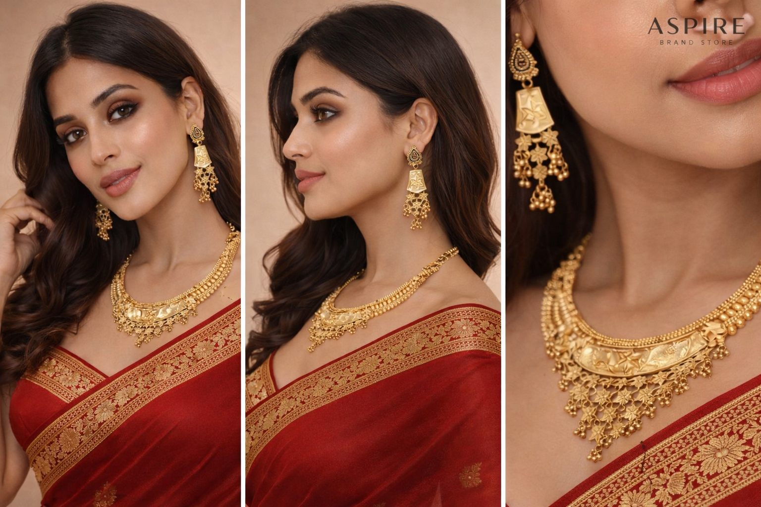 Traditional Antique Gold Plated Floral Choker Necklace Set with Earrings – Indian Ethnic Jewellery for Saree & Festive Wear