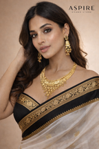 Traditional Antique Gold Plated Floral Choker Necklace Set with Earrings – Indian Ethnic Jewellery for Saree & Festive Wear