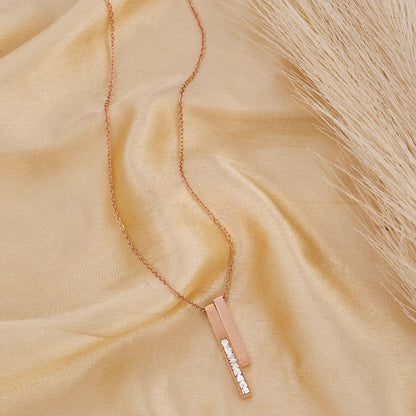 Graceful Rose Gold Diamond Love Bar Pendant Necklace