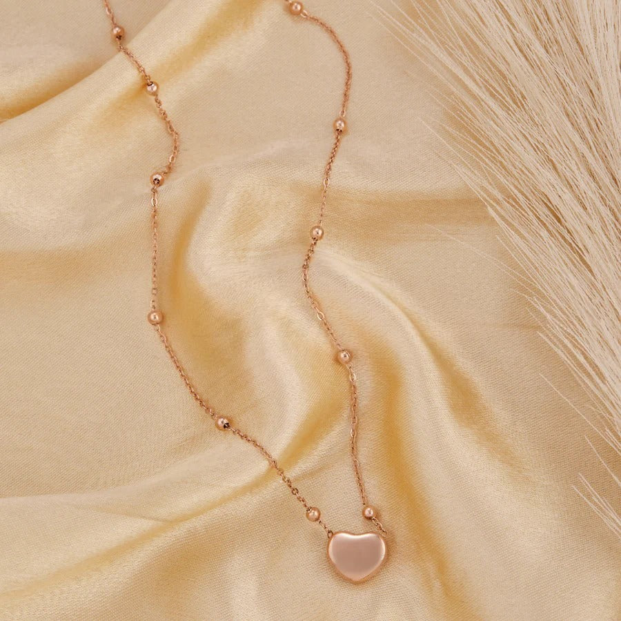 Heart Rose Gold-Tone Stainless Steel Necklace