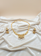 Lakshmi Devi Temple Jewelry Chain with Pearl Drops