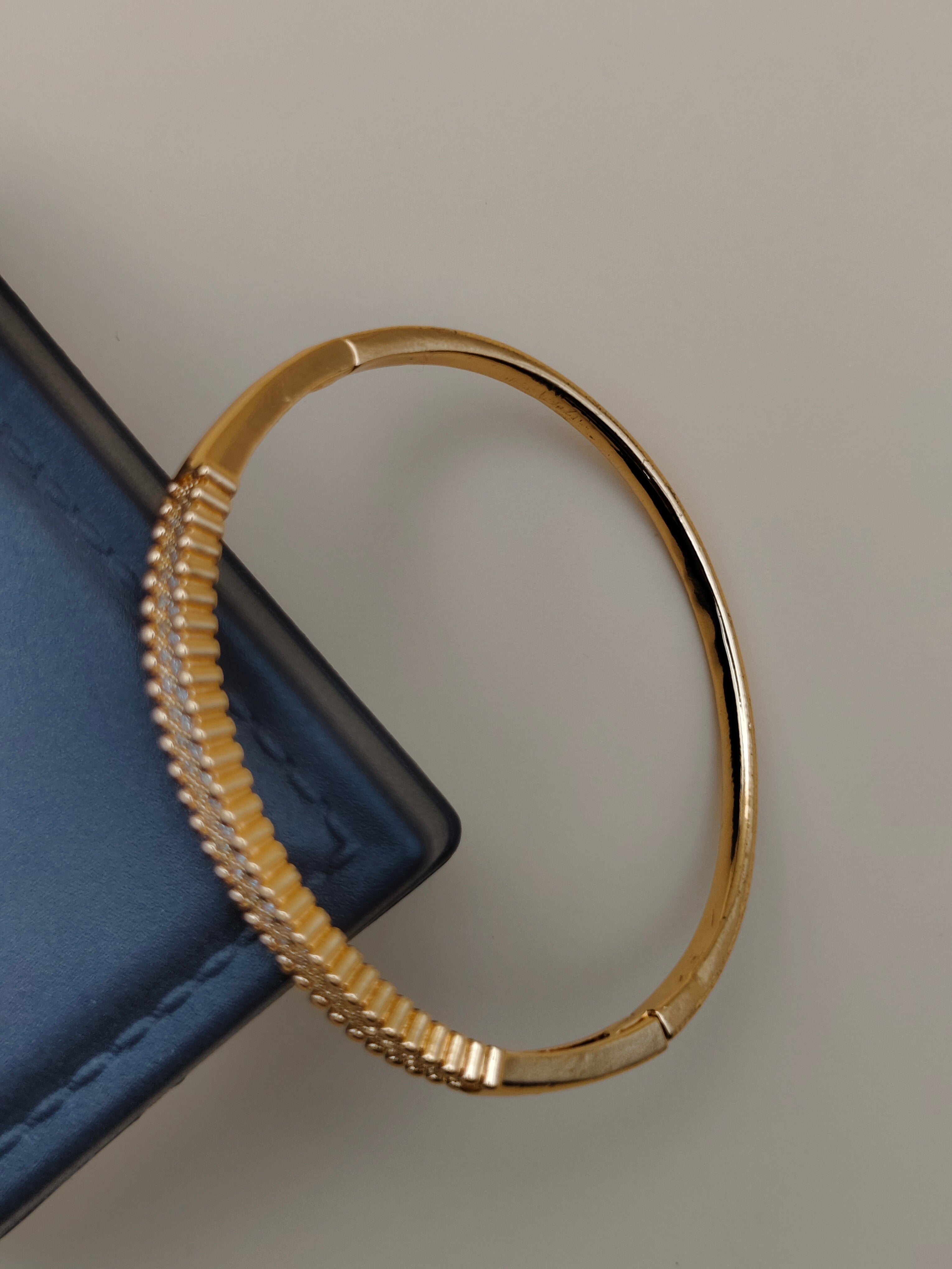 Gold-Tone Crystal Studded Slim kada Bracelet