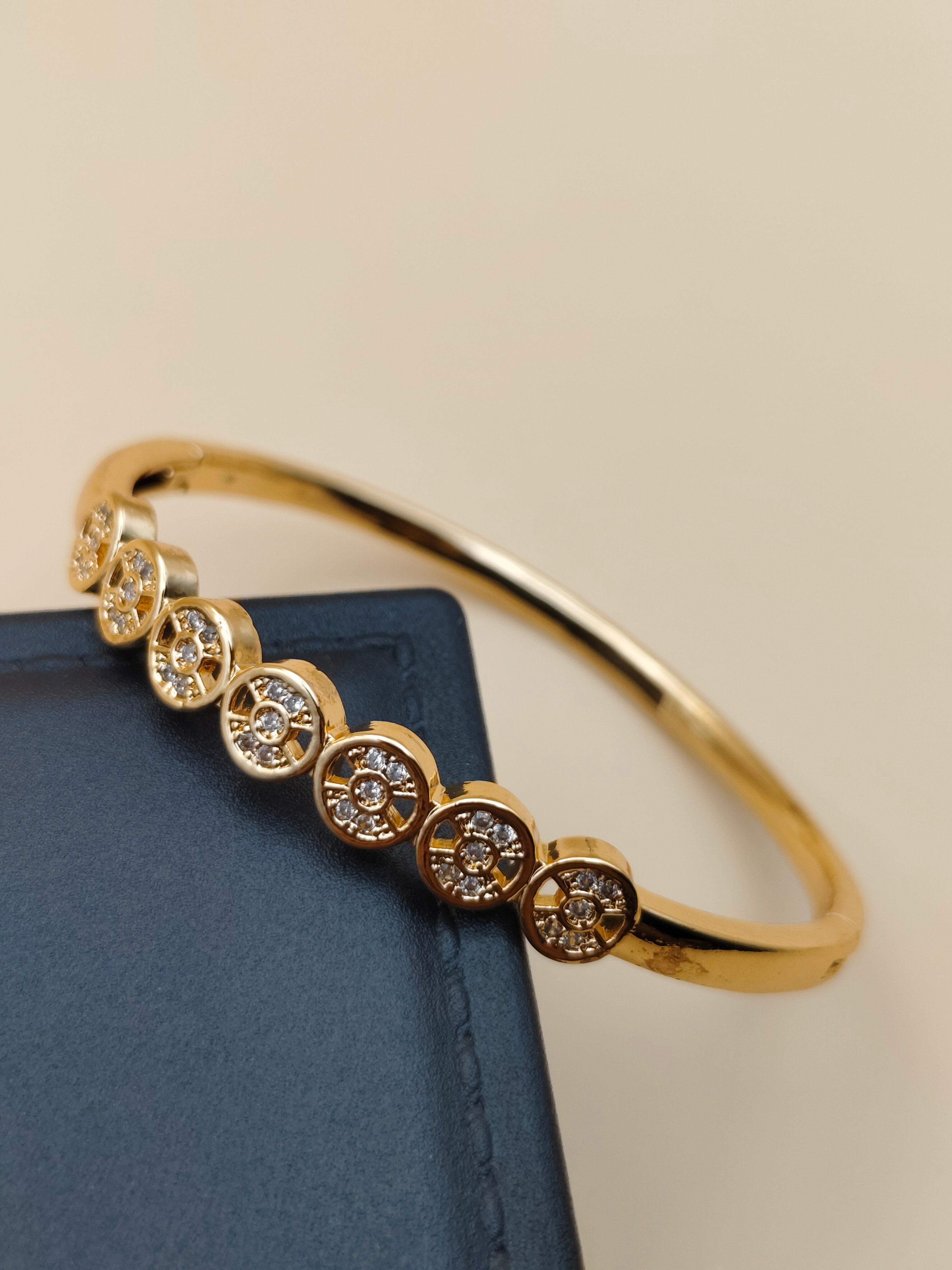 Swarna Chakra Gold-Tone Designer Bracelet with Crystal Work