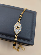 Elegant Gold-Tone Black Beads Bracelet