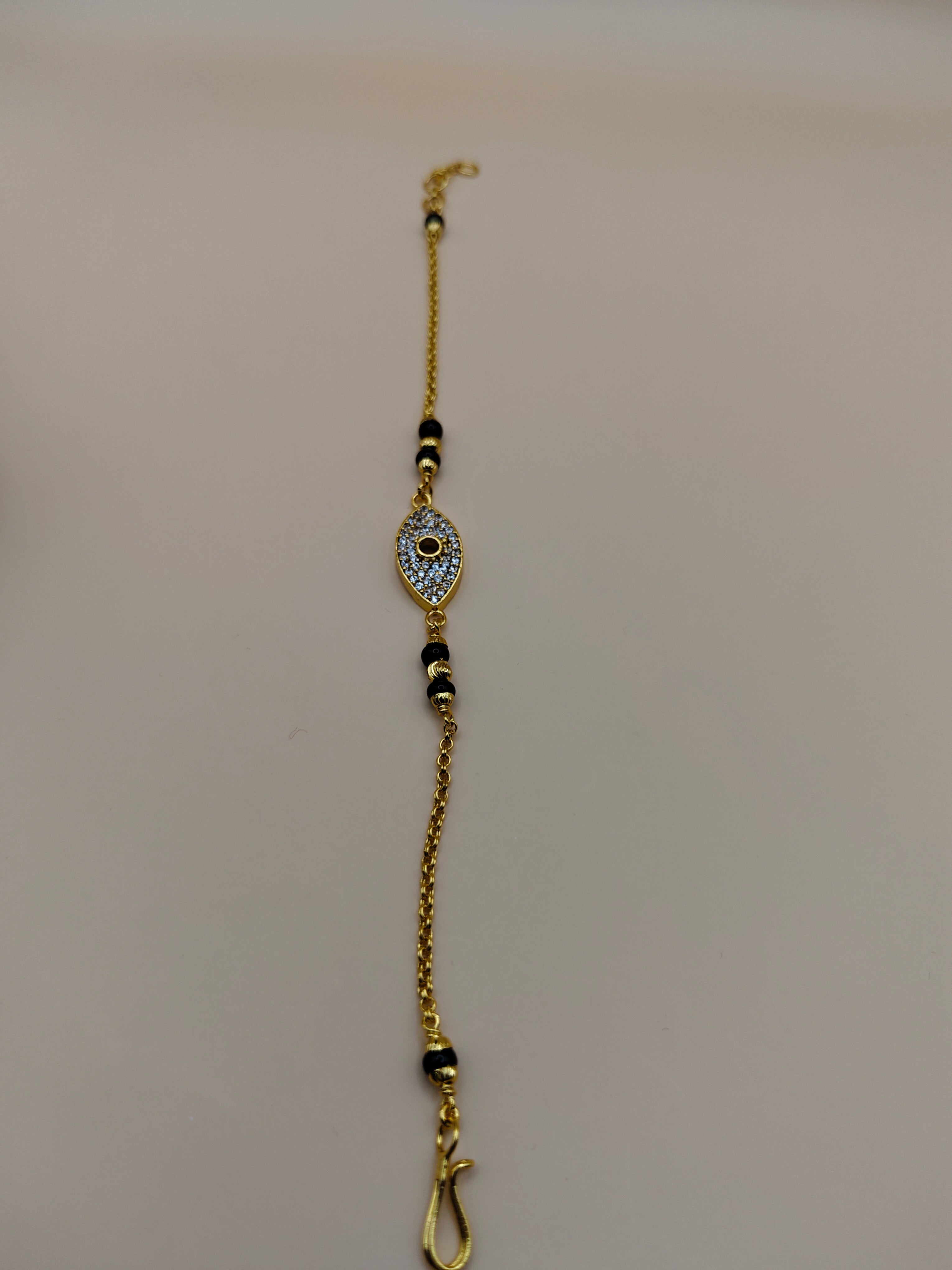 Elegant Gold-Tone Black Beads Bracelet