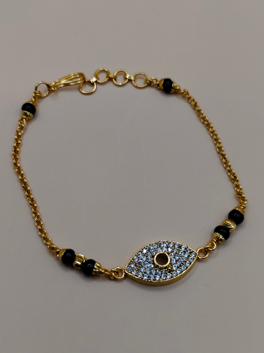 Elegant Gold-Tone Black Beads Bracelet