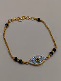 Elegant Gold-Tone Black Beads Bracelet