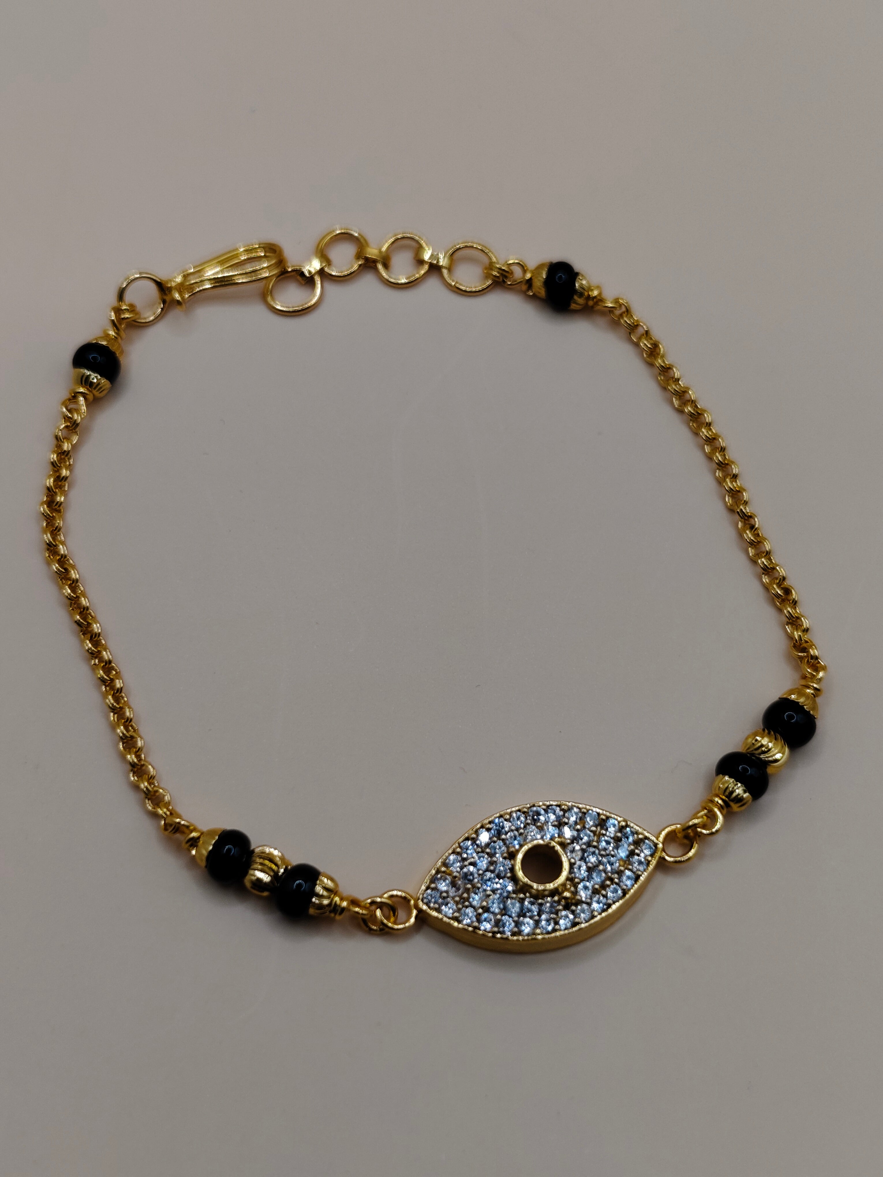 Elegant Gold-Tone Black Beads Bracelet